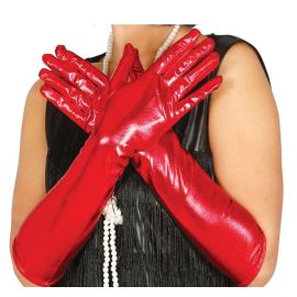 Guantes metalizados rojos 44cm