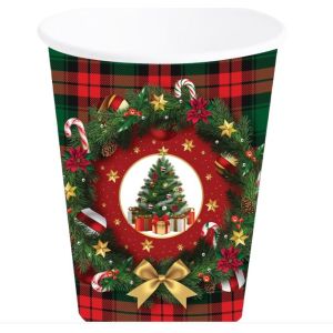 Vasos tartan navidad 6und