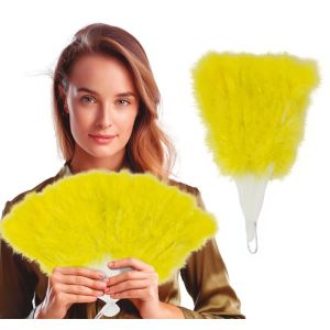 Abanico amarillo plumas