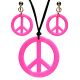 Set hippie rosa collar y pendientes