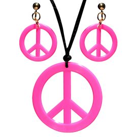 Set hippie rosa collar y pendientes