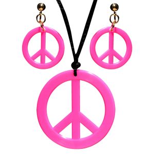 Set hippie rosa collar y pendientes